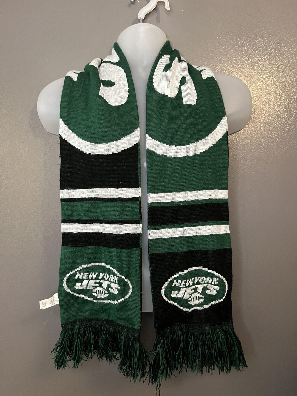 New York Jets Scarf Mens One Size Green Black NFL Football Knit Winter FOCO